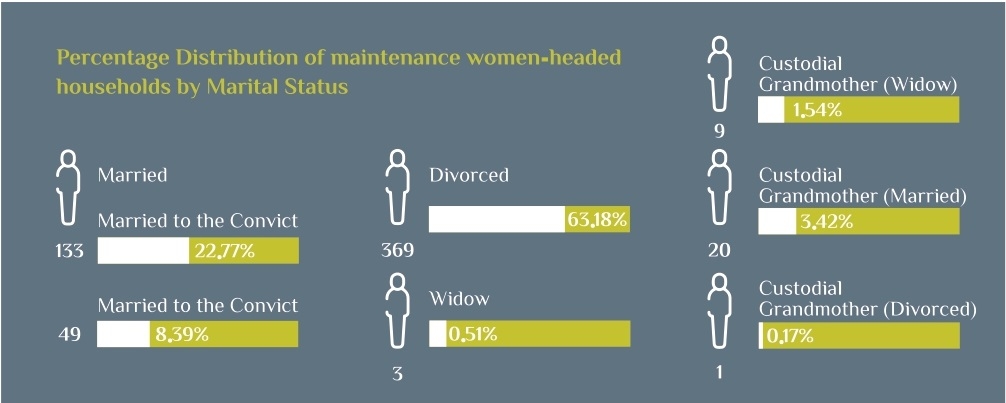 Percentage Distribution of Maintenance women-headed households by marital status