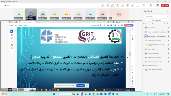 شراكات في إطار مشروع ثابري تهدف إلى تمكين النساء والفتيات في سوق العمل بين الصندوق الفلسطيني، الاتحاد اللوثري العالمي، وكلية حجاوي